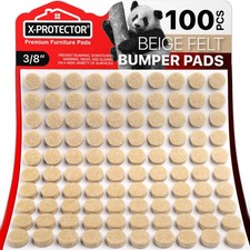 Cabinet Door Bumpers X-Protector 100 PCS   Small Felt Pads 3/8 inch, Beige