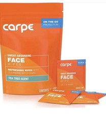 Carpe Sweat-Absorbing Face Wipes Tea Tree Scent 15 Wipes