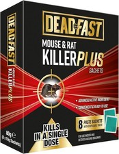 Deadfast Mouse and Rat Killer Plus Poison, 8 Sachets - Green