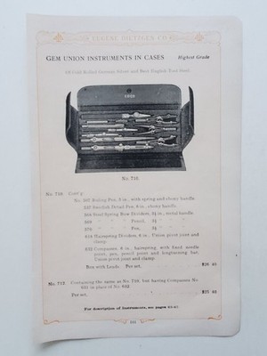 Gem Union Instruments in Cases Hairspring Dividers 1910 - 1911 Vintage Print Ad