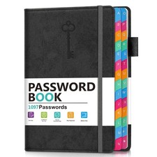 Colorful Password Keeper Book with Tabs, Hardcover Log for Internet Passwords 