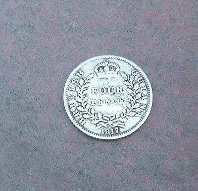 British Guiana ( Guyana) . 1917 Silver (.925) Fourpence . Fine KM# 29 - Image 1 of 2