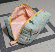 Handmade Light Green Floral Makeup Bag w/ Yel...