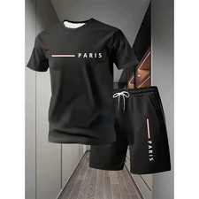 Men?s Summer 2 Piece Set T-Shirt & Shorts Casual Printed Outfit O Neck Streetwea