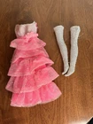 Vintage 1960s Barbie Romantic Ruffles Dress and Silver Stockings