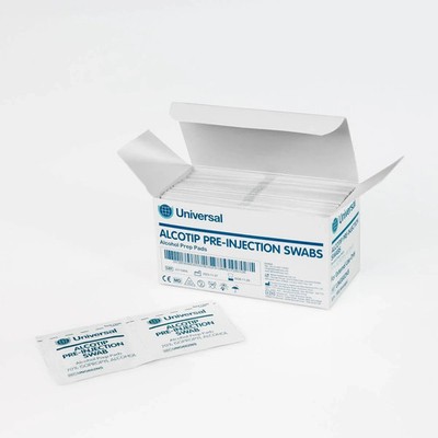 100x Universal Alcotip Pre-Injection Swabs 70% Isopropylalkohol IPA Wipe Tattoo