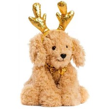 Brand New FAO Schwarz Sparklers Cheers 4 Antlers Golden Mutt 12-Inch Plush.