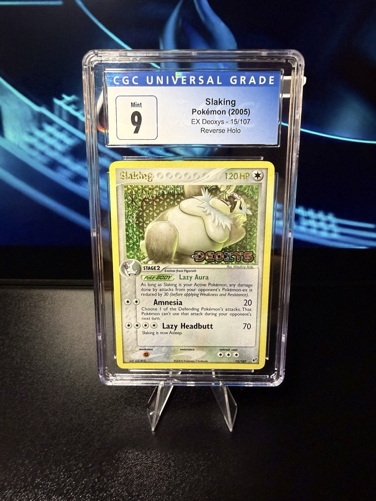 CGC 9 MINT Slaking Reverse Holo #15 EX Deoxys Pokemon TCG 2005 - Stamped!
