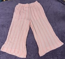 Maeve Anthropologie Cropped Palazzo Pants S Elastic Waist Pink Wide Flowy Lined