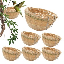6X Woven Bird Nest Birdhouses For Outdoors Home Decor Breeding Bed Nest Cage
