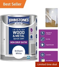 Brilliant White Quick Drying Satin Paint | 750ml Water-Based & Non-Drip Formula