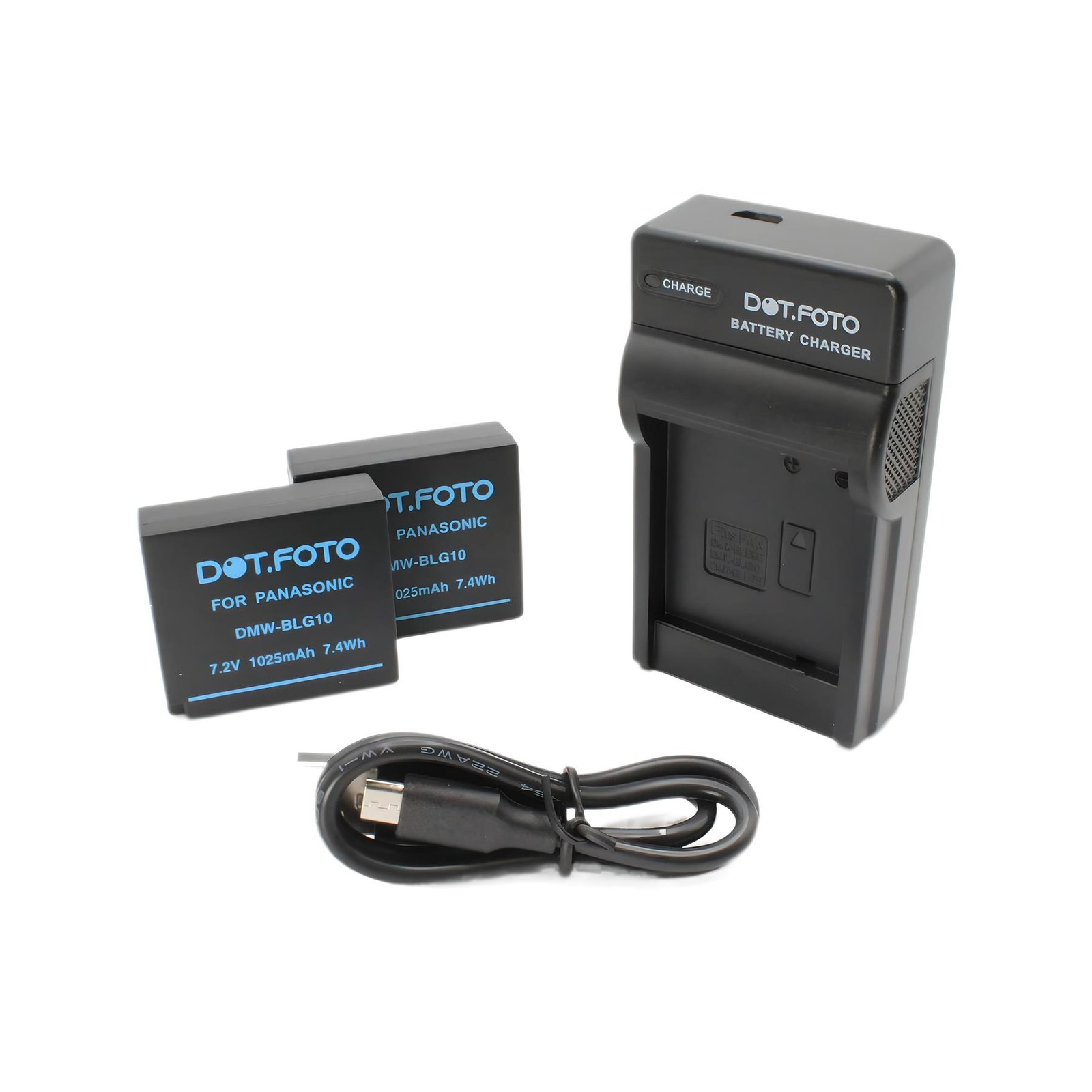 Battery x2 DMW-BLE9/E, DMW-BLG10/E 1025mAh & USB Battery Charger for Panasonic