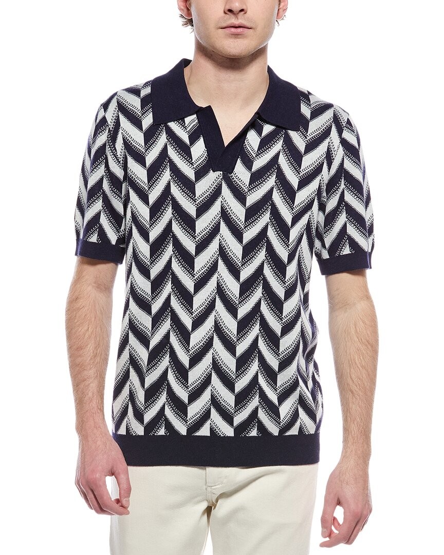 Свитер-поло Elie Tahari Johnny с воротником из смесового шелка, мужской, синий, Xl