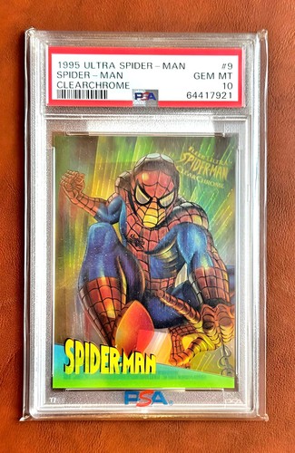 PSA 10 GEM LOW POP 49 RARE 1995 MARVEL ULTRA SPIDER-MAN CLEARCHROME ACETATE #9