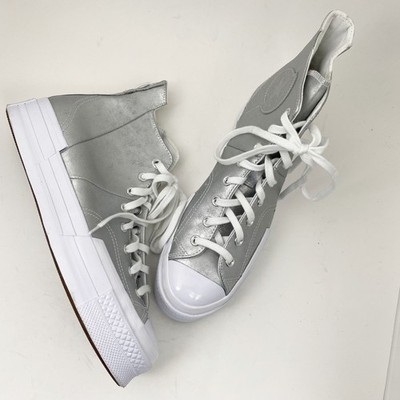 Converse Chuck Taylor 70 Plus High Chrome Silver Leather Sneakers Mens 11 NEW