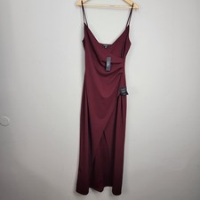 Lulus Dress Sweetest Admirer Burgundy Ruched Surplice Maxi Sleeveless Size XL