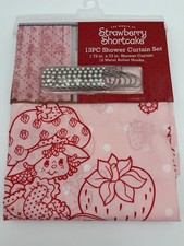 Strawberry Shortcake Shower Curtain 72X72 W/ 12 Metal Hooks NIB