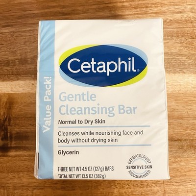 Cetaphil Gentle Cleansing Bar Value Pack for Normal to Dry Skin - 3x4.5 oz Bars