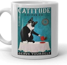 Personalized Retro Cat Coffee Mug-Funny Cattitude Design-Gift for Pet Lovers