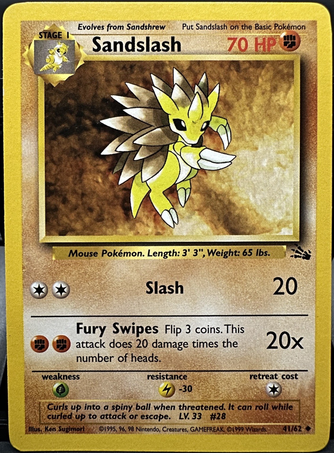 Sandslash 41/62 Fossil Unlimited Pokemon TCG 1999 LP