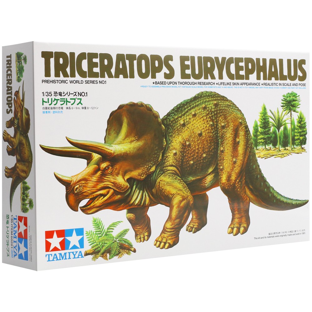 Tamiya Triceratops Eurycephalus Dinosaur Model Kit 1/35 Scale 60201