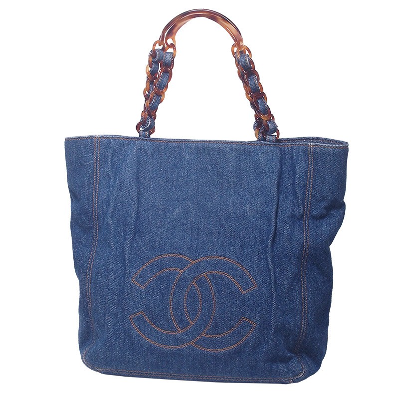 Chanel Coco Mark Blue Denim Tote Bag by Miura