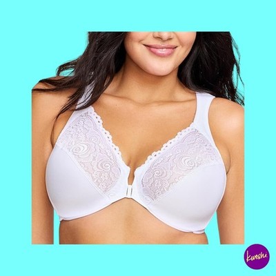 GLAMORISE Damen WonderWire BH, Frontverschluss mit Bügel 1245, weiß, UK 40F