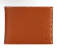 NIB POLO RALPH LAUREN Men's Burnished Leather Bifold Wallet In Brown