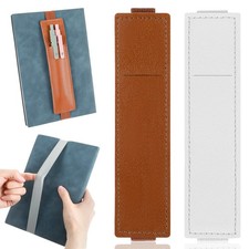 Mabor 2Pcs Elastic Notebook Pen Holder Adjustable Straps PU Brown and grey