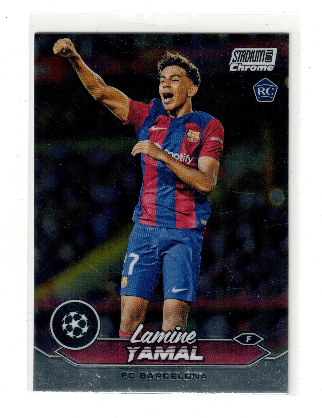 2024 TOPPS STADIUM CLUB SOCCER LAMINE YAMAL CHROME ROOKIE #27 BARCELONA