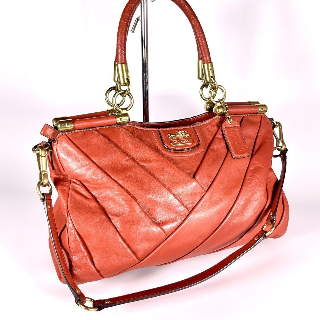 Coach Authentic Leather Orange 2-Way Tote Bag G06081194