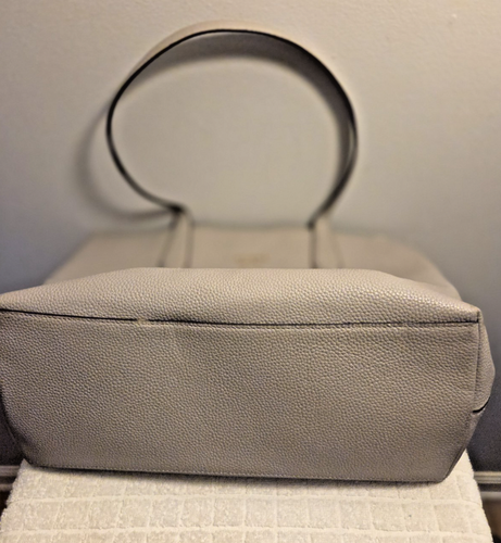 Kate Spade Pebbled Leather Grey Large Tote Bag Beige Liner - Picture 5 of 5