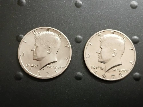 1971 & 1972 D Kennedy Half Dollars - Lot of 2 - About Uncirculated Condition