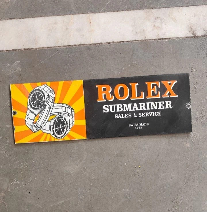 PORCELIAN ROLEX ENAMEL SIGN SIZE 12X4 INCHES