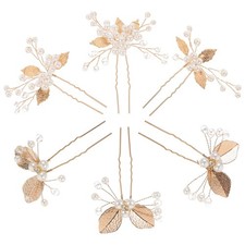 6Pcs Durable Golden Wedding Hair Accessories Rhinestone Bridal Hair Pins