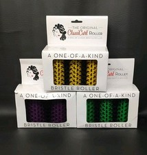 The Original ClassiCurl Bristle Roller Lot: Purple 3", Green 2.25", Yellow 2"