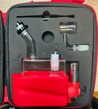 Stache RiO Mini Dabs Rig | Rig-In-One Portable Kit - RED (Carb Cap Missing)