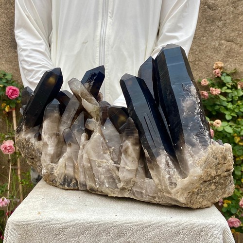 25.3LB Natural Beautiful Black Quartz Crystal Cluster Mineral Specimen Rare - 第 14/18 張圖片