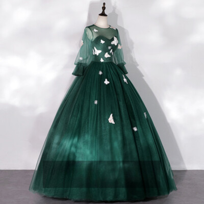 knee length dresses for ladies Tina Holly Couture Designer TA803 Emerald Green Long Sleeve Formal Dre main image 1
