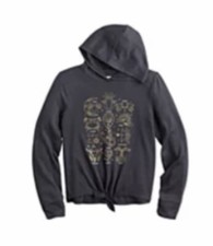 SO Girls Tie front zodiac graphic Hoodie Charcoal size 7 Retail 25