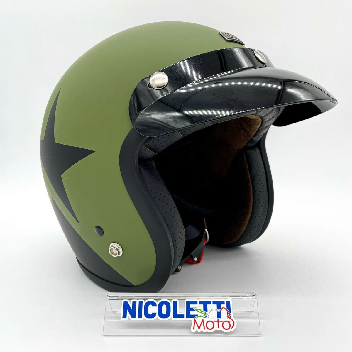 Casco Moto Integrale Vintage, retrò Caschi Integrali con Parasole, Motorino Caschi Jet ECE Omologato, Caschi da Motocross, Casco Mezzo Guscio off-Road