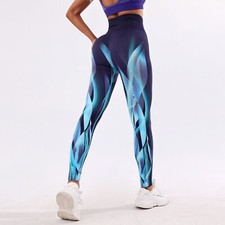 Women's Soft Nylon Blend Basic Workout Printed Pattern Leggings Ninth Pants