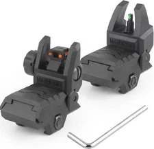 Foldable Fiber Optics Iron Sights Flip-up Front &Rear for Picatinny Weaver Rails