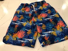 The Children's Place Sport Boys XL 14 Blue Orange Coral Swim Suit Trunks Shorts