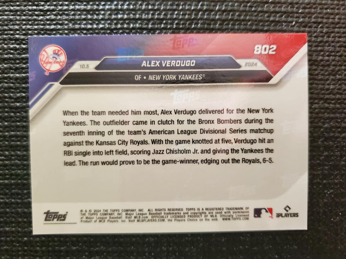 Alex Verdugo Game Winning RBI 2024 MLB Topps NOW Card 802
