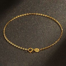 Pure 18K Yellow Gold Chain Women Gift Lucky 1...