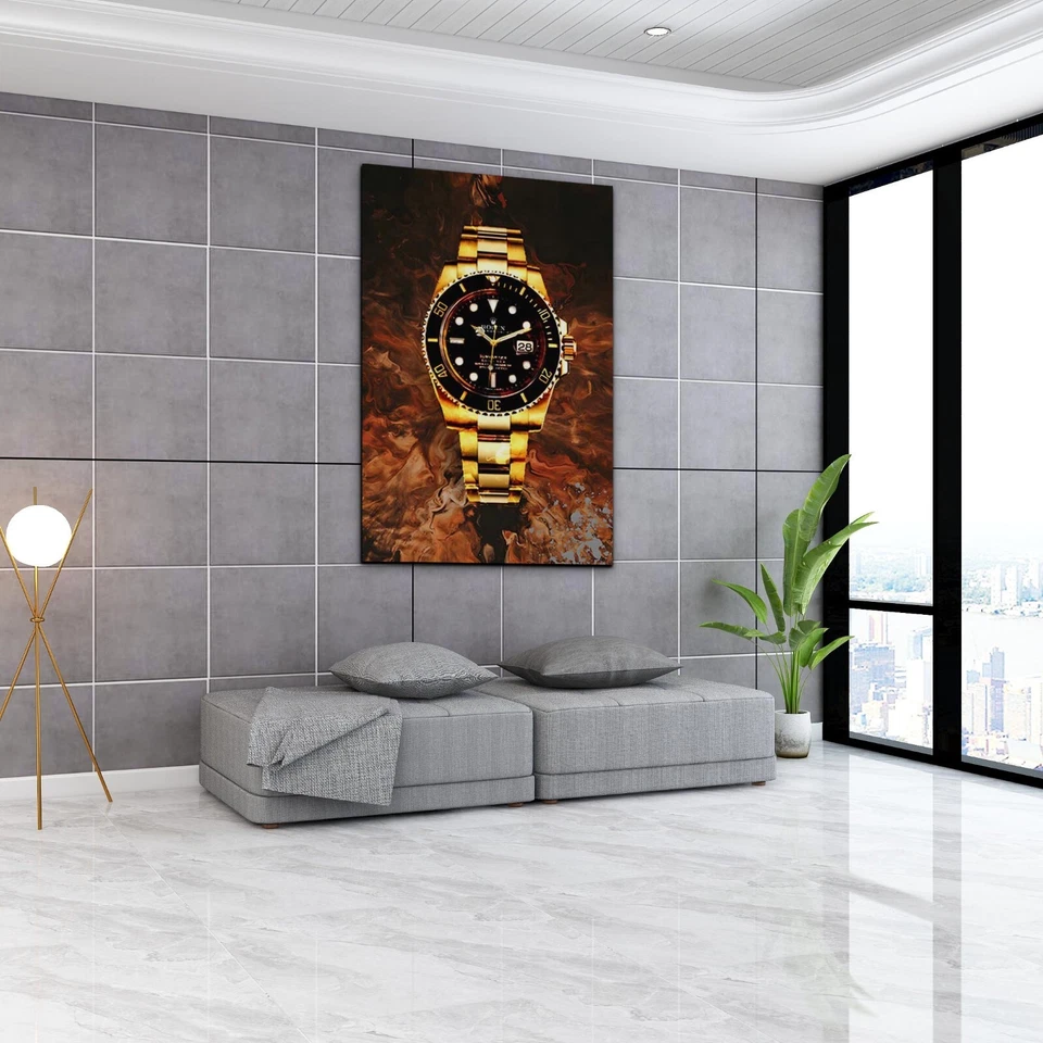 ✅LEINWANDBILD UHR GOLDENES DESIGN ELEGANZ LUXUS ZEIT MODERN KUNST GOLD - Bild 3 von 4