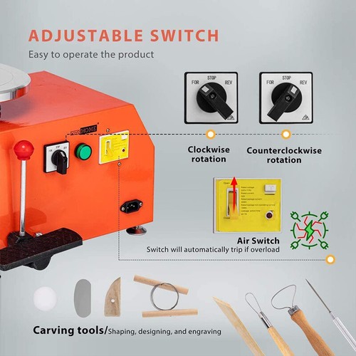 Electric Pottery Wheel Machine Ceramic Clay Craft DIY Art Tools with Foot Pedal - Picture 6 of 40