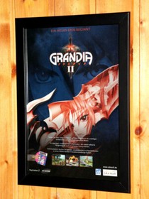 Grandia II 2 Video game Rare Small Poster / Vintage Ad Page Framed PS2 Dreamcast