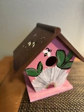 Bird house And Hand Painted! Pink With White Flowers And Bees